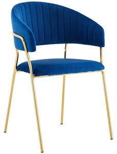 Krzesło ze złotymi nogami Glamour C-889 / welur niebieski, złote nogi