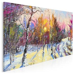 Zimowy poranek - nowoczesny obraz do salonu - 120x80 cm