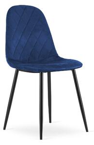 Niebieskie aksamitne krzesło ASTI z czarnymi nogami