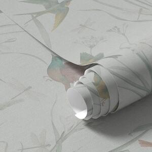 Tapety Ptaki wśród traw łąkowych na jasnoszarym tle, Tapety Zwierzęta, Tapety Ptaki, a00776v1 : Uwalls.pl