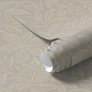 Tapety Tłoczone sylwetki liści, ciepły kolor taupe, Tapety Z kwiatami, a00781 : Uwalls.pl