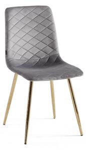 Krzesło Glamour ▪️ SOFIA (DC-6400) ▪️ szare, welur #20 ▪️ złote nogi