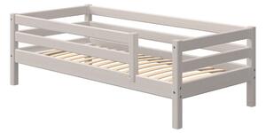 Szare dziecięce łóżko z drewna sosnowego z listwą bezpieczeństwa Flexa Classic, 90x200 cm