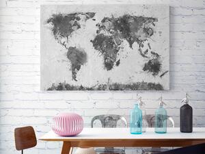 Mapa świata w czerni i bieli - nowoczesny obraz na płótnie - 120x80 cm