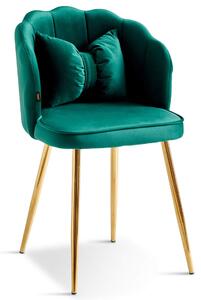 Krzesło Glamour muszelka DC-6091 zielone, złote nogi