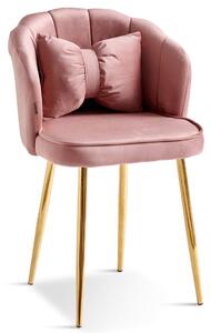 Krzesło Glamour muszelka DC-6091 różowe #44, złote nogi