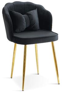 Krzesło Glamour muszelka DC-6091 czarne, złote nogi