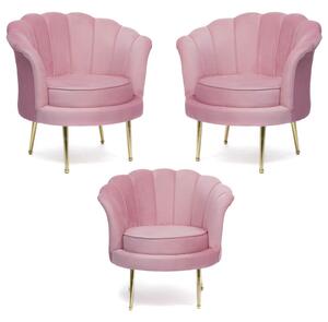 Komplet 3 foteli ELIF różowy #12