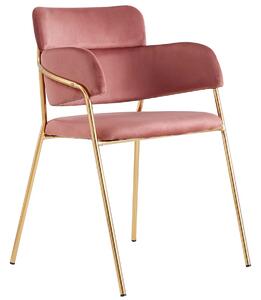 MebleMWM Krzesło Glamour C-891 różowe, złote nogi