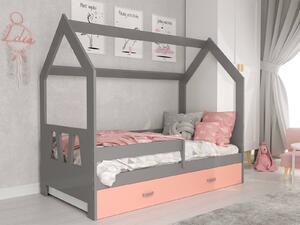 Łóżko Domek dziecięce 160x80 dla dzieci szary D3A
