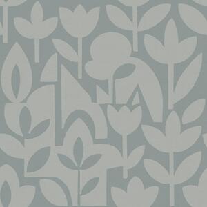 Tapety Geometryczne kwiatowe sylwetki w kolorze niebieskim łupkowym, Tapety Z kwiatami, a00875 : Uwalls.pl