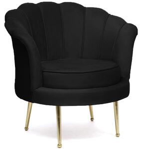Fotel muszelka czarny ▪️ Glamour ▪️ ELIF ▪️ welur #28