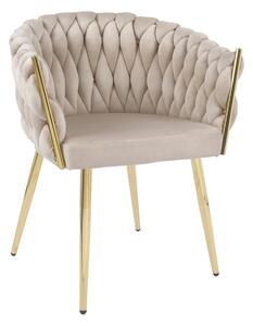 Krzesło Glamour z plecionym oparciem ROSA GOLD coffee złote nóżki