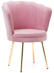 Krzesło muszelka różowe GAMZE welur #12, złote nogi