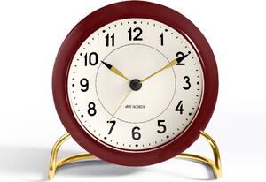 Zegar stołowy Arne Jacobsen Station ciemnoczerwono-biały