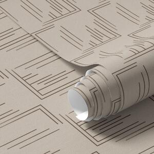 Tapety Kwadraty z linii kakaowych na ciepłym beżu, Tapety Abstrakcyjne, a00910 : Uwalls.pl
