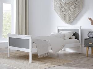 Łóżko drewniane Laris 90x200 białe z szarymi płytami
