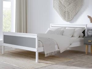 Łóżko drewniane Laris 140x200 białe z szarymi płytami