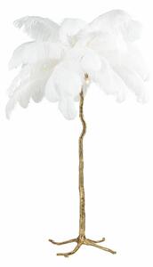 EMWOmeble Lampa podłogowa TIFFANY 175 biała mosiądz / naturalne pióra