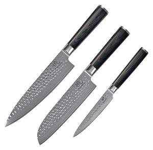 Shiori zestaw 3 noży ze stali damsaceńskiej VG10 撓 Kuri Murō + Santoku + Sifu