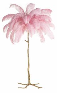 EMWOmeble Lampa podłogowa TIFFANY 175 różowa mosiądz / naturalne pióra