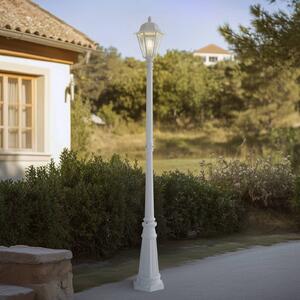 Lampa zewnętrzna Lindby Edana, 211 cm, biały, metal, E27, IP44 Edana Lindby, możliwość ściemniania, biały / opal, aluminium, nowoczesny
