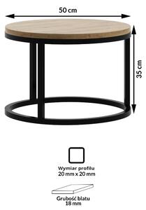 Okrągłe stoliki kawowe Birk 2w1 w stylu loftowym