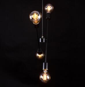 VENDERO 4 BLACK 347/4 oryginalna lampa wisząca regulowana wysokość czarna złote dodatki