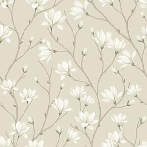 Tapety Jasne magnolie na smukłych beżowych gałęziach, Tapety Z kwiatami, a00890 : Uwalls.pl