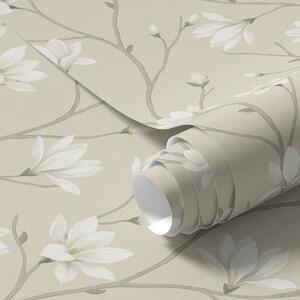 Tapety Jasne magnolie na smukłych beżowych gałęziach, Tapety Z kwiatami, a00890 : Uwalls.pl