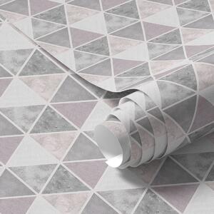 Tapety Geometryczny wzór trójkątów w odcieniach szarości i pudrowych barwach, Tapety Abstrakcyjne, a00920 : Uwalls.pl