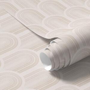 Tapety Rząd łukowatych kształtów w delikatne beżowe paski, styl retro, Tapety Abstrakcyjne, a00923 : Uwalls.pl
