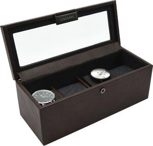 Pudełko na zegarki Stackers czterokomorowe brązowe