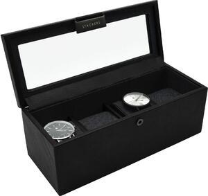 Pudełko na zegarki Stackers czterokomorowe czarne