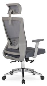 Szary nowoczesny fotel biurowy z zagłówkiem - Oxer