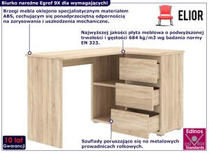 Narożne biurko z szufladami dąb sonoma - Egrof 9X