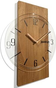 Drewniany zegar ścienny Geometric 40cm tarcza przezroczysta