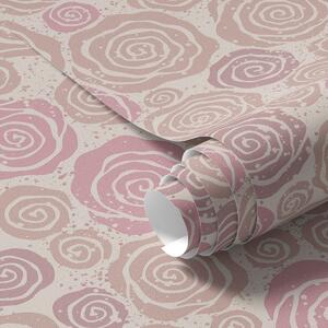 Tapety Spiralne różowe róże i plamy na jasnym tle, Tapety Z kwiatami, a00955 : Uwalls.pl