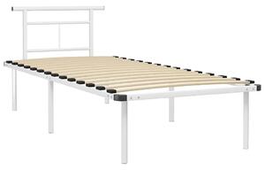 Białe metalowe łóżko pojedyncze 90x200 cm - Mervex
