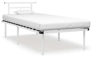 Białe metalowe łóżko z zagłówkiem 100x200 cm - Mervex