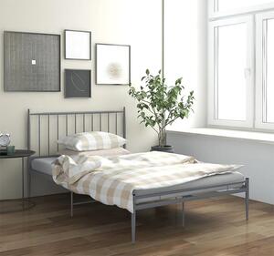 Szare metalowe łóżko z zagłówkiem 140x200 - Aresti