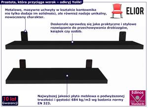 Czarne półki ścienne 2 sztuki z metalowymi wspornikami - Yolik 5X