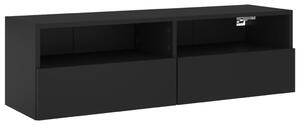 Ścienna szafka TV, czarna, 100x30x30 cm