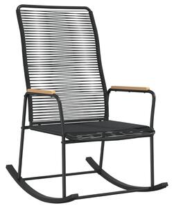 Ogrodowy fotel bujany, czarny, 59x79,5x104 cm, rattan PVC