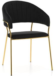 Krzesło Glamour czarne na złotych nogach C-889 Welur