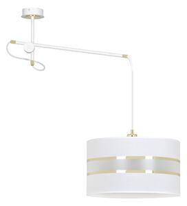 KORNO 1 WHITE 649/1 regulowana lampa wisząca sufitowa duży biało-złoty abażur dużo światła