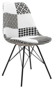 Krzesło tapicerowane ART132C patchwork biało-czarny, nogi metalowe