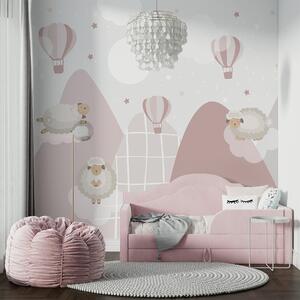 Fototapety Śpiące owce na różowych górach, Fototapety Dziecięce, w04932 : Uwalls.pl