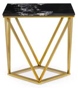 Besoa Black Onyx II, stolik kawowy, 50 x 55 x 35 cm, imitacja marmuru, złoty stelaż