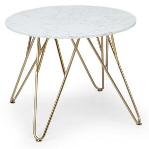 Besoa Round Pearl, stolik kawowy, 55 x 45 cm (Ø x wys), imitacja marmuru, złoty/biały